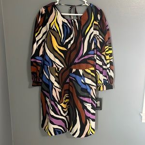 Who What Wear colorful animal print puff sleeve mini dress